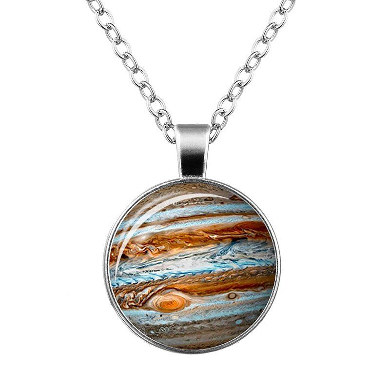 

Round Sky Printed Pendant Necklace, Deep gray