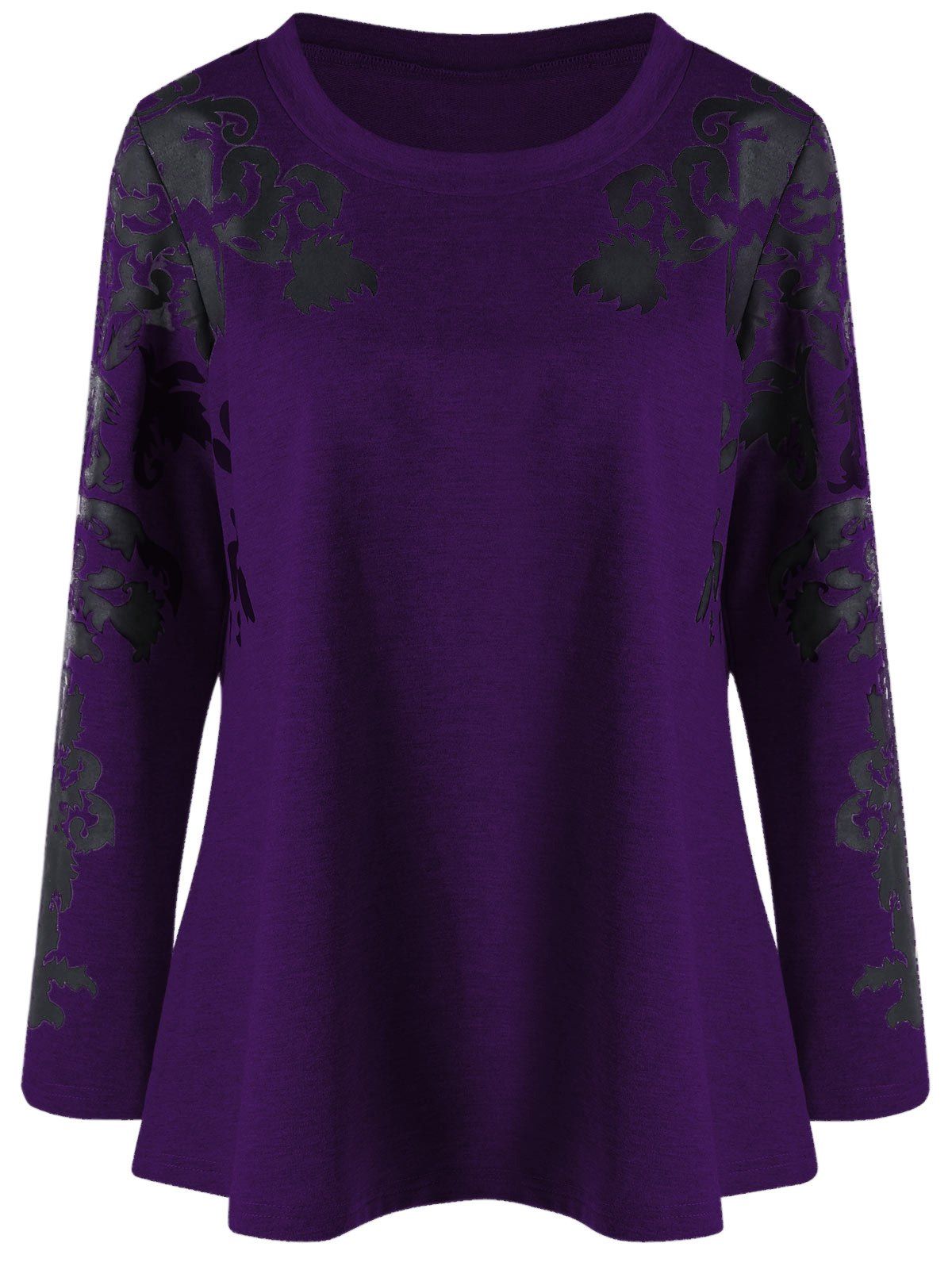 

Print Plus Size Raglan Sleeve Top, Deep purple