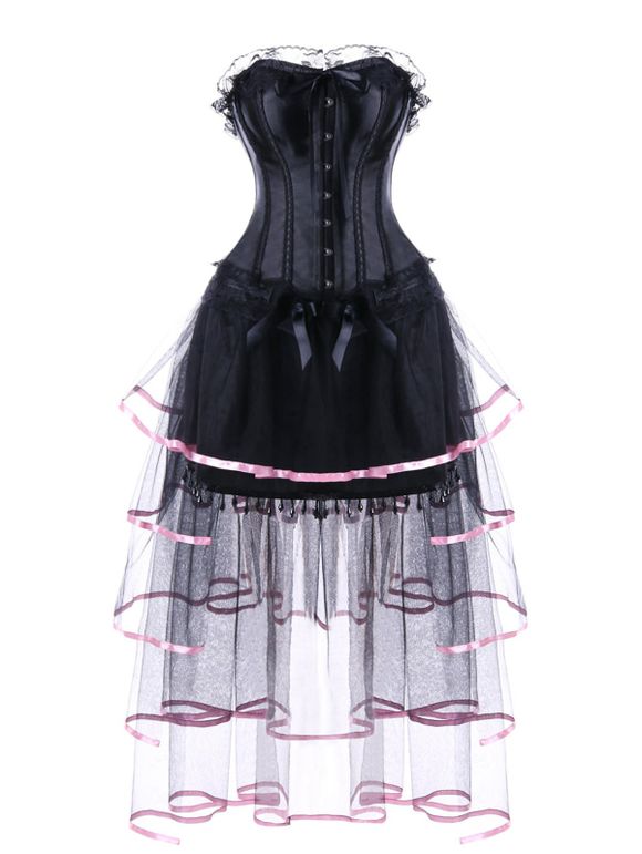 Robe en corset à bretelles sans bretelles - Noir XL