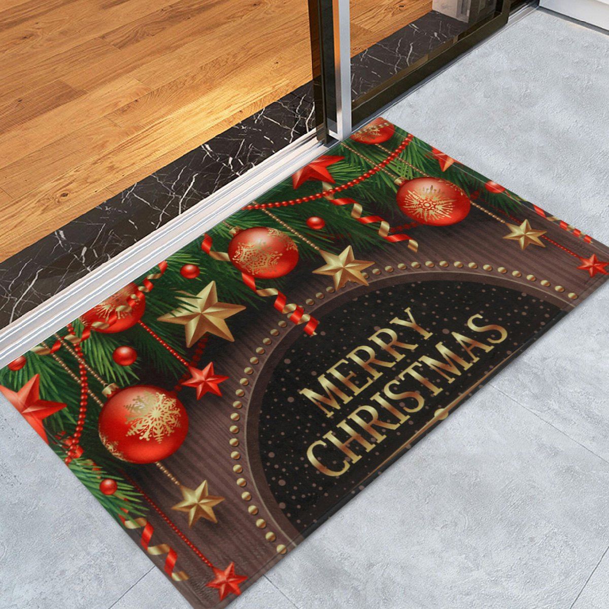 

Christmas Decorations Print Coral Fleece Antiskid Bath Rug, Colormix