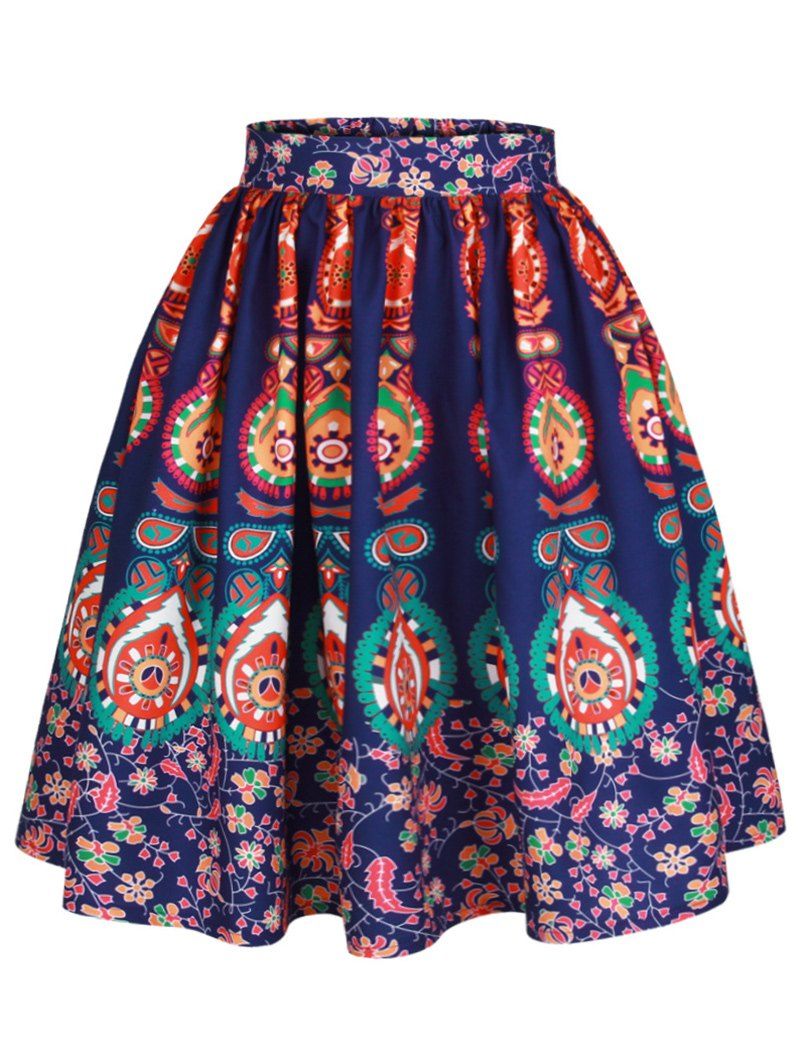 

Bohemia Floral Printed A Line Skirt, Colormix