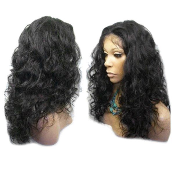 

Long Center Parting Fluffy Wavy Synthetic Lace Front Wig, Natural black