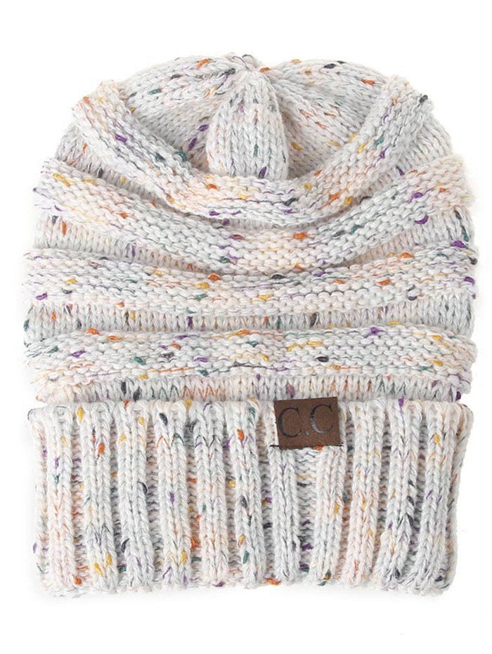 

Outdoor CC Label Embellished Knitted Slouchy Beanie, White