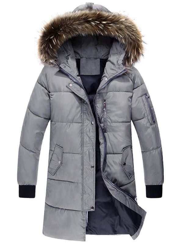 

Zipper Up Raglan Sleeve Hooded Padded Coat, Gray