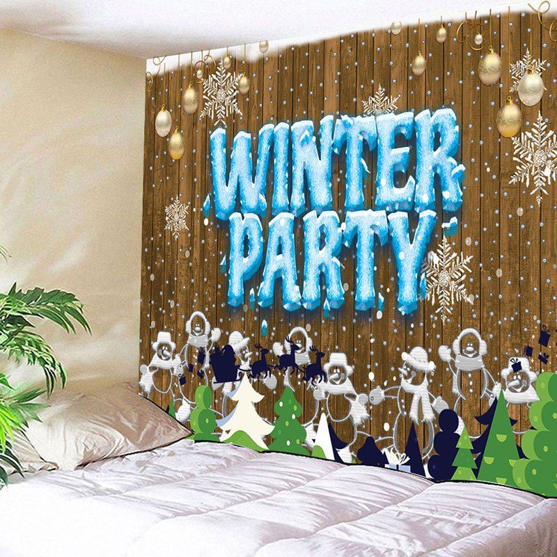 

Christmas Snowmen Winter Party Printed Wall Tapestry, Wood color