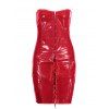 Tie Up PU cuir Club Corset Dress - Rouge XL