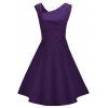 Robe de Soirée Pin-Up à Encolure en Biais Style Vintage - Violet Foncé 2XL