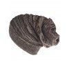 Colormix extérieur motif rayé épaissir Bonnet bonnet tricoté - café 