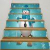 Autocollants d'Escalier Décoratifs Motif Bonhomme de Neige de Noël Skiant - Bleu Vert 6PCS:39*7 INCH( NO FRAME )