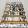 Autocollants Décoratifs d'Escalier Motif Famille de Bonhomme de Neige de Noël - Gris 6PCS:39*7 INCH( NO FRAME )