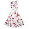Vintage Floral Pin Up Party Dress - Blanc L