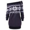 Sweat-shirt à Épaules Nues à Flocon de Neige Géométrique Grande Taille - Noir 2XL