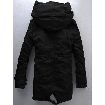 2019 double zip up hooded padded parka coat