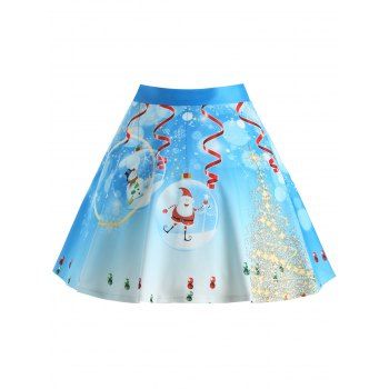 

Christmas Tree Santa Claus Plus Size Skirt, Blue