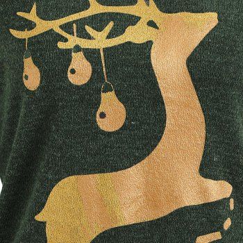 Cowl Neck Elk Deer Print Sweatshirt