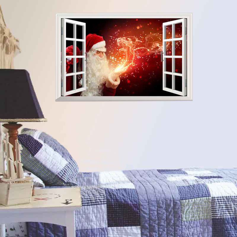 

Magic Santa Claus 3D Christmas Decorative Removable Wall Decal, Flame red