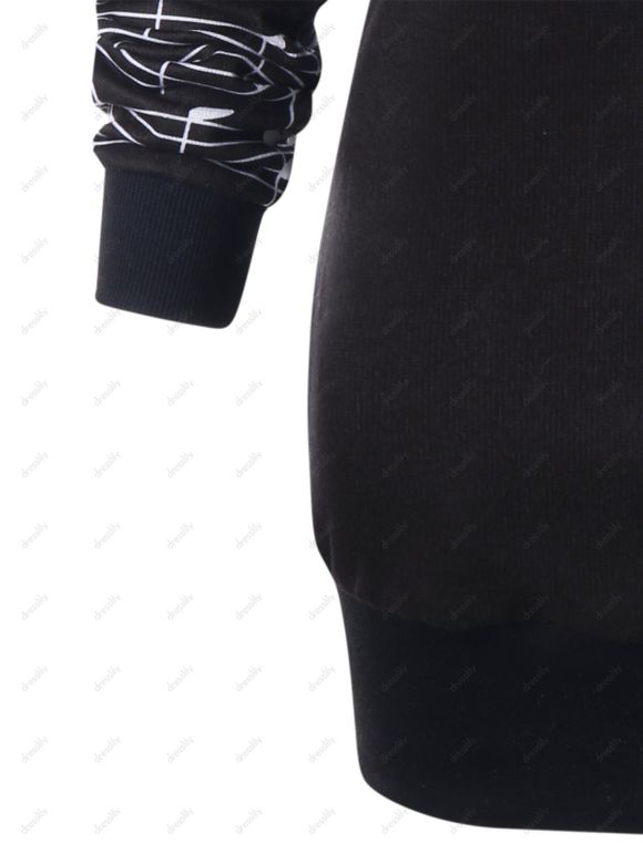 Sweatshirt Tunique Épaules Dénudées Imprimé Danseuses - Noir XL