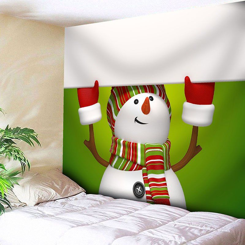 

Christmas Snowman Patterned Wall Decor Tapestry, Green and white