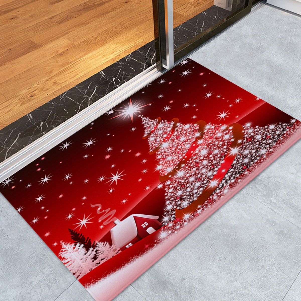 

Christmas Tree House Pattern Indoor Outdoor Area Rug, Red