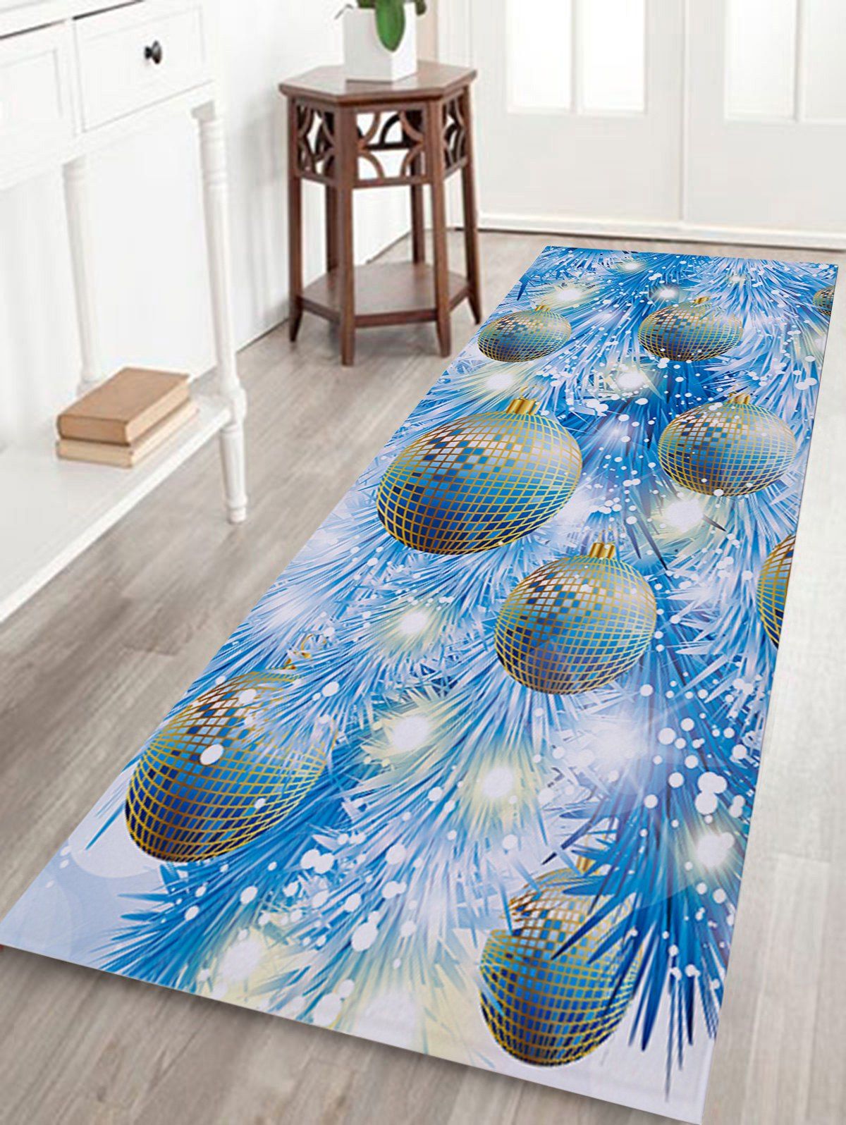 

Christmas Baubles Pine Pattern Indoor Outdoor Area Rug, Ice blue