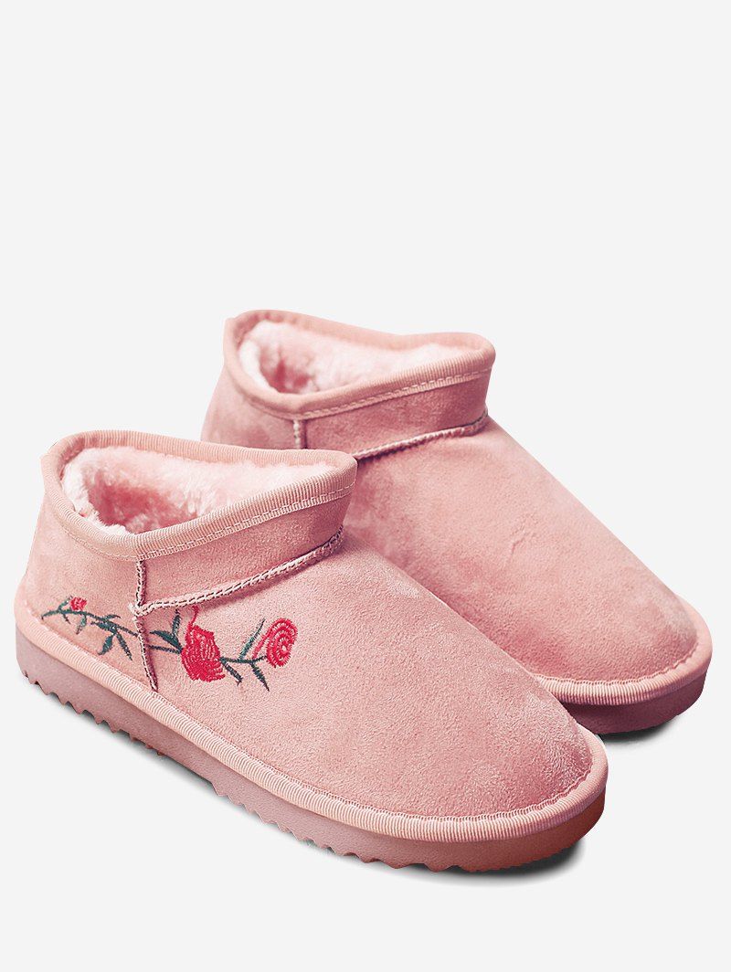 

Floral Embroidered Snow Boots, Pink