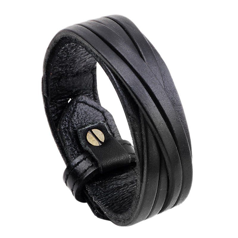 

Retro Artificial Leather Bracelet, Black