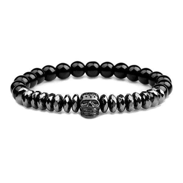 

Vintage Beaded Skull Bracelet, Black