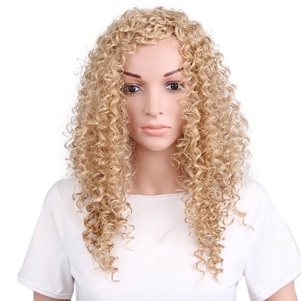 

Long Oblique Bang Fluffy Curly Synthetic Wig, Golden