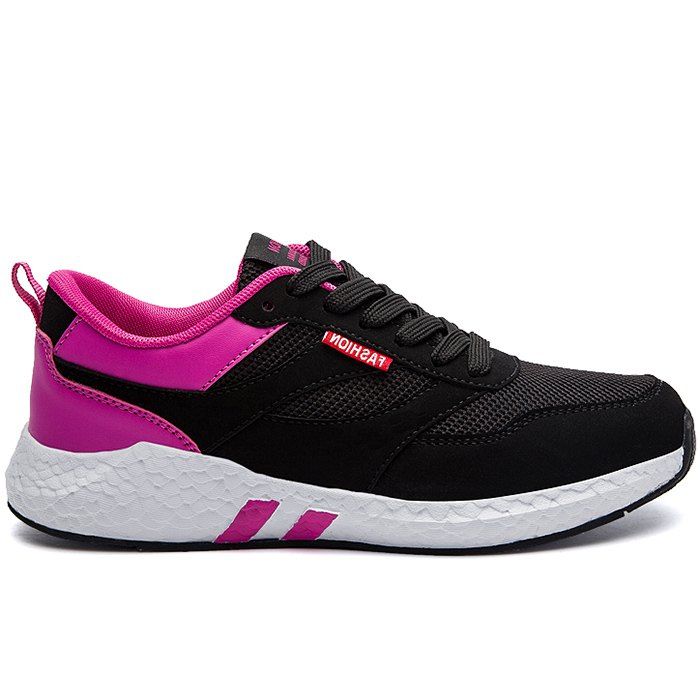 

Striped Color Block Sneakers, Black + rose