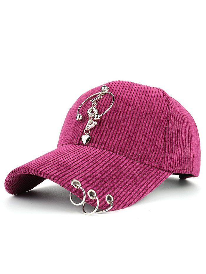 

Metallic Letters Circle Ring Decorated Corduroy Graphic Hat, Tutti frutti