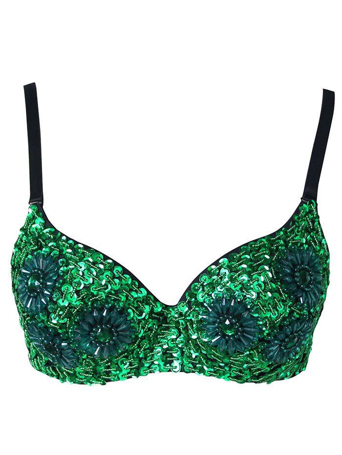 

Costume Beading Sequined Bra, Green
