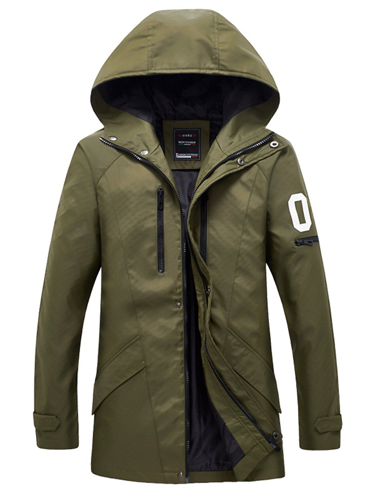 

Sleeve Pocket Slim Fit Hooded Jacket, Green