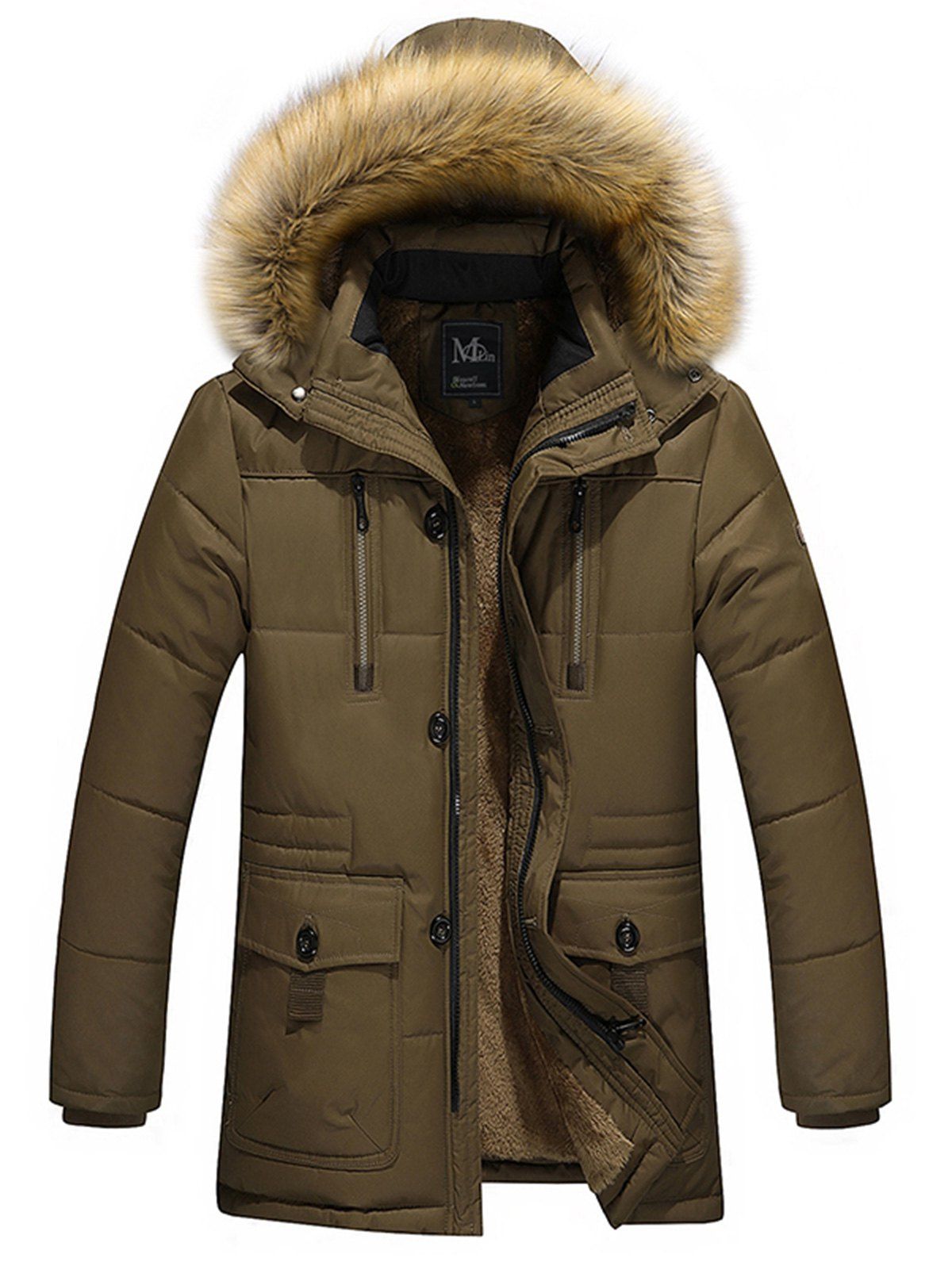 

Faux Fur Winter Warm Parka Jacket, Brown