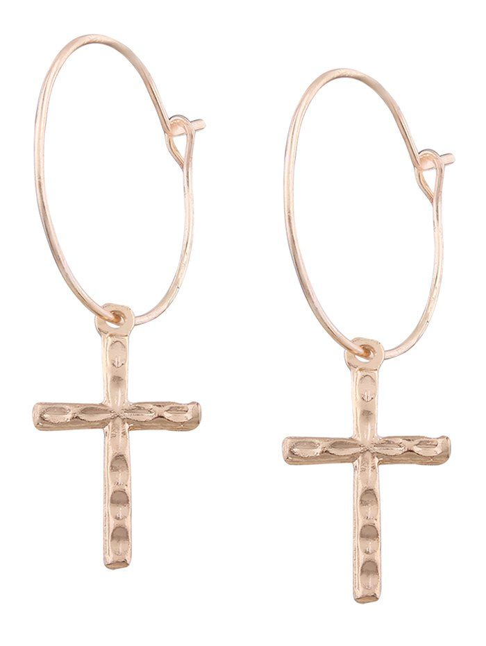 

Alloy Circle Crucifix Hoop Drop Earrings, Golden