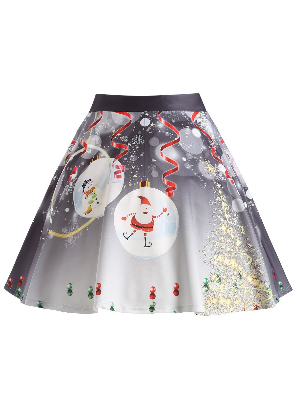 

Christmas Tree Santa Claus Plus Size Skirt, Gray