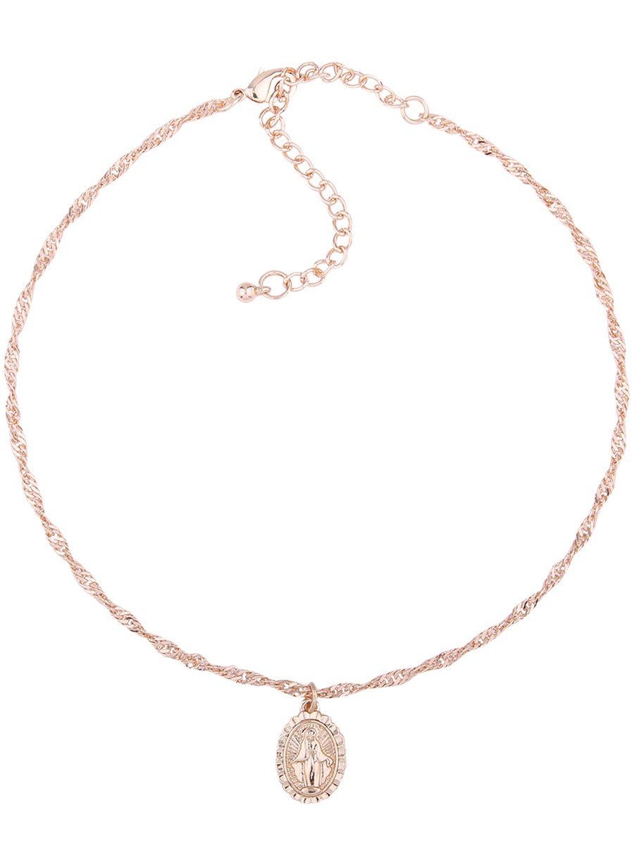 

Alloy Engraved Pendant Collarbone Necklace, Pattern b