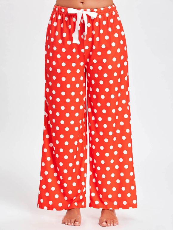 Pantalon Pyjama à Pois et avec Cordon de Serrage - Rouge L