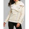 Manteau en fausse fourrure de revers à glissière oblique - Blanc Cassé XL