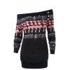 Sweatshirt Tunique Épaules Dénudées Imprimé Danseuses - Noir XL