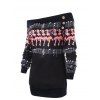 Sweatshirt Tunique Épaules Dénudées Imprimé Danseuses - Noir 2XL