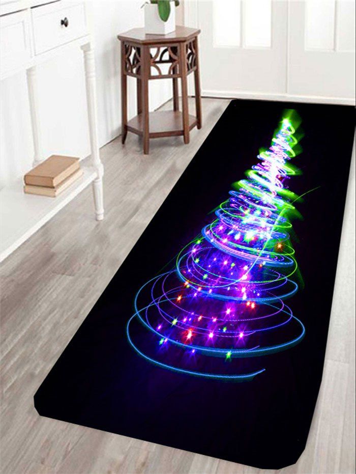 

Skidproof Christmas Lighting Tree Pattern Rug, Colorful