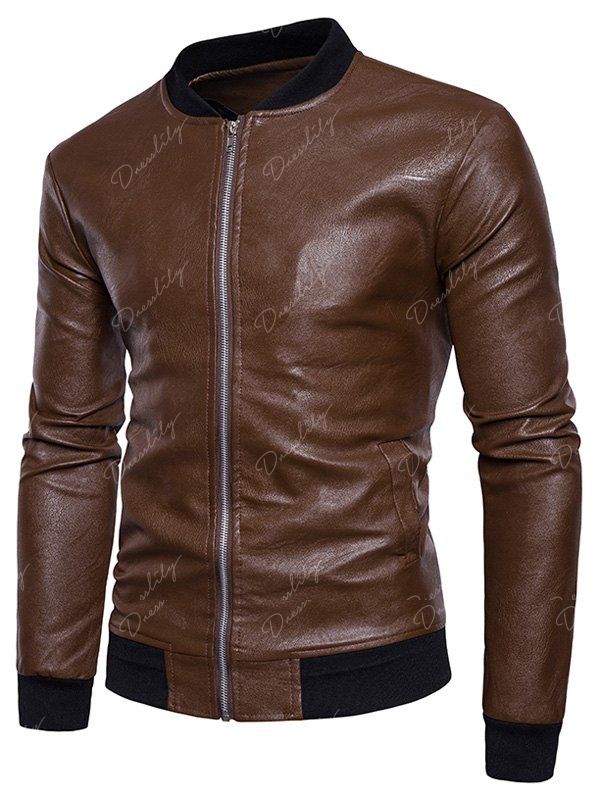 best zip up padded faux leather bomber jacket