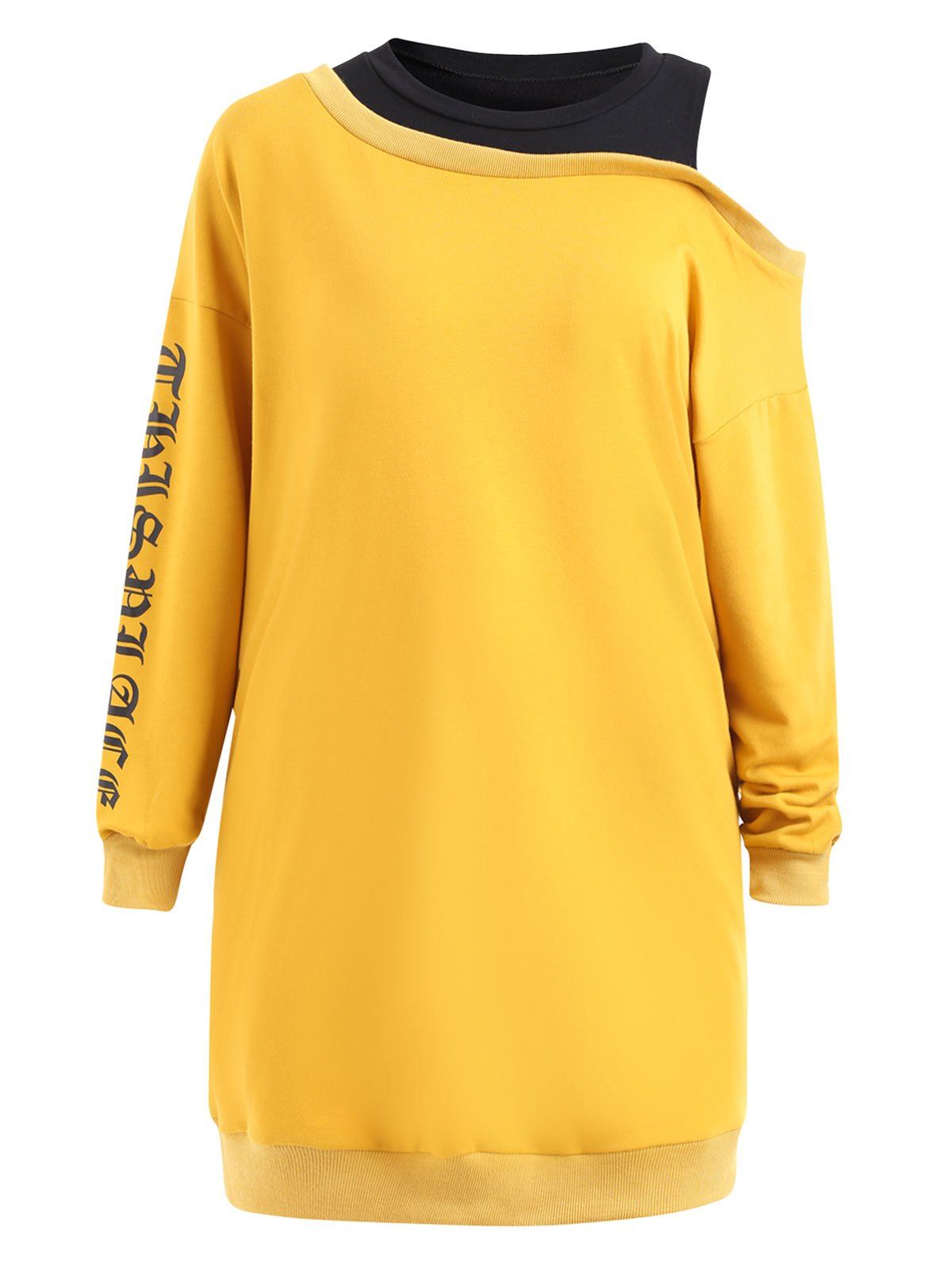 

Cutout Shoulder Plus Size Tunic Sweatshirt Dress, Yellow