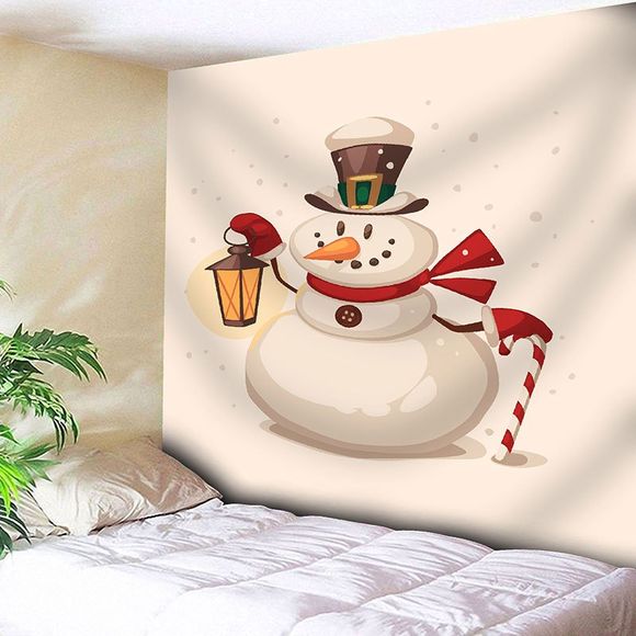 Drôle de Noël bonhomme de neige imprimé tapisserie murale imperméable - Blanc Cassé W59 INCH * L59 INCH