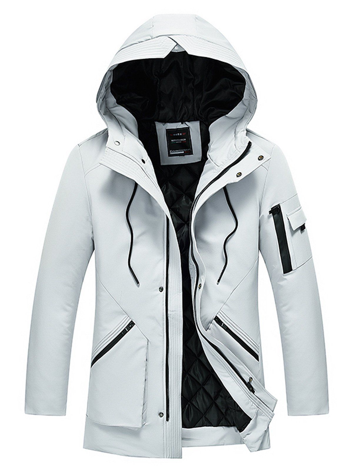 

Arm Pocket Winter Hooded Coat, Gray