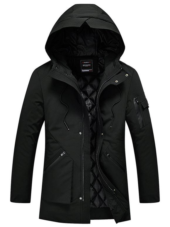 Manteau à Capuche d'hiver de Poche de Bras - Noir 2XL