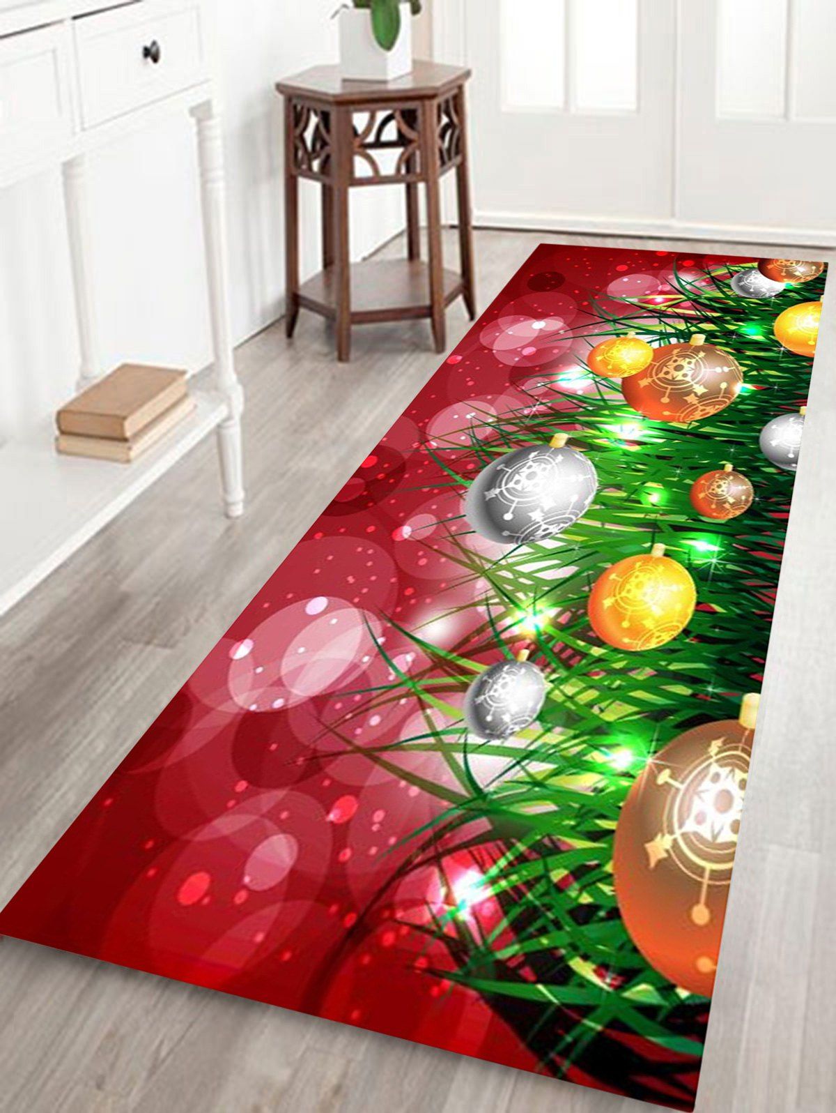 

Christmas Ball Printed Coral Fleece Nonslip Bath Rug, Colormix