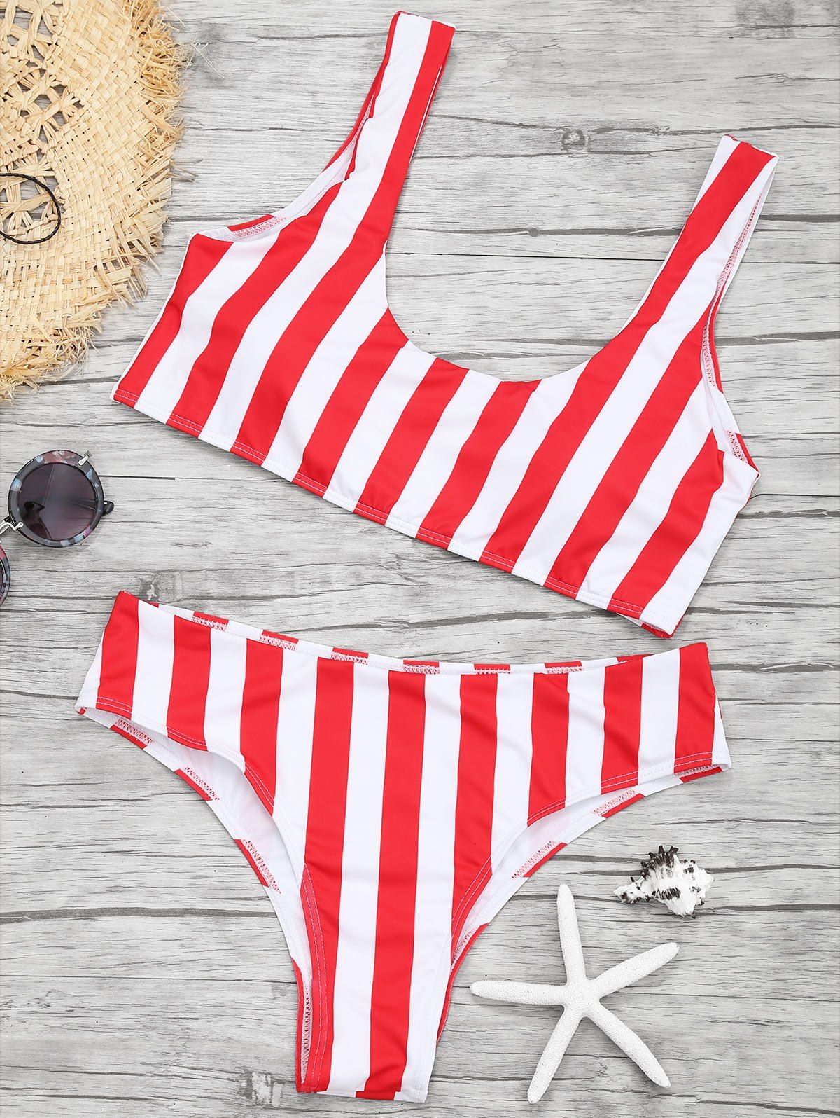 red striped bikini