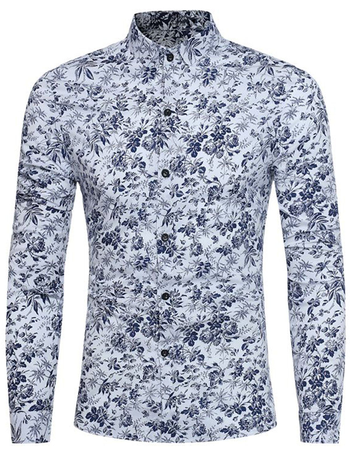 

Tiny Floral Printed Long Sleeve Shirt, White