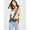 Long Sleeve Ribbed Wrap Top - BEIGE S